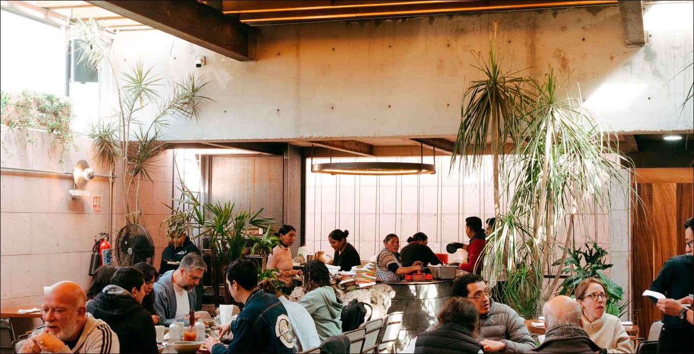 The plant-filled dining room at Maizajo